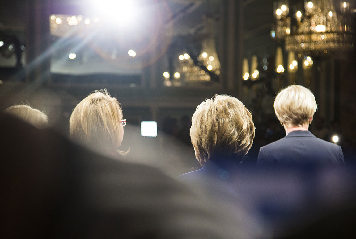 Kirsten Gillibrand, Gabriel Giffords, Hillary Clinton, and Cecile Richards speak at the "Get Out The Vote" rally in New York City Hilton. April 18, 2016. New York, NY