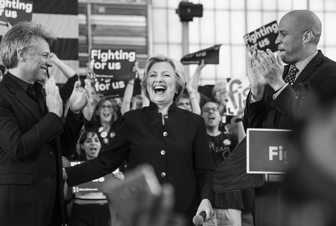  Bon Jovi, Hillary Clinton, and Senator Cory Booker rally in Rutger's University. Newark, NJ 2016 