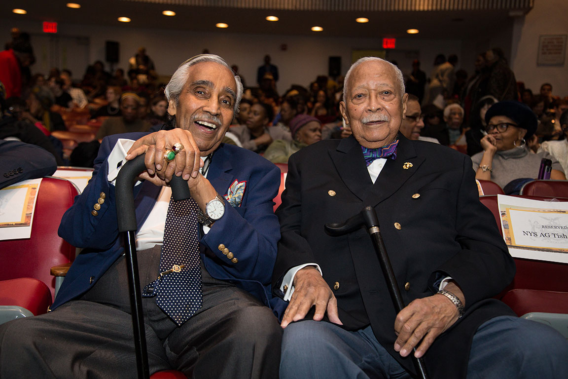 Former Congressman Charles B. Rangle and Former Mayor of New York David D. Dinkins attend Senator Benjamin's Inauguration. New York, NY, 2019