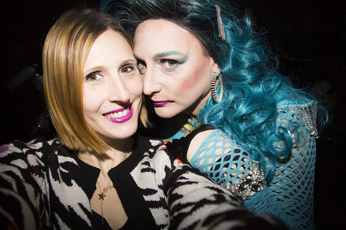 Kristen Blush and Paulina the Princess of Power pose together at Lucky Cheng’s 25th Anniversary Party. 10/18/2018