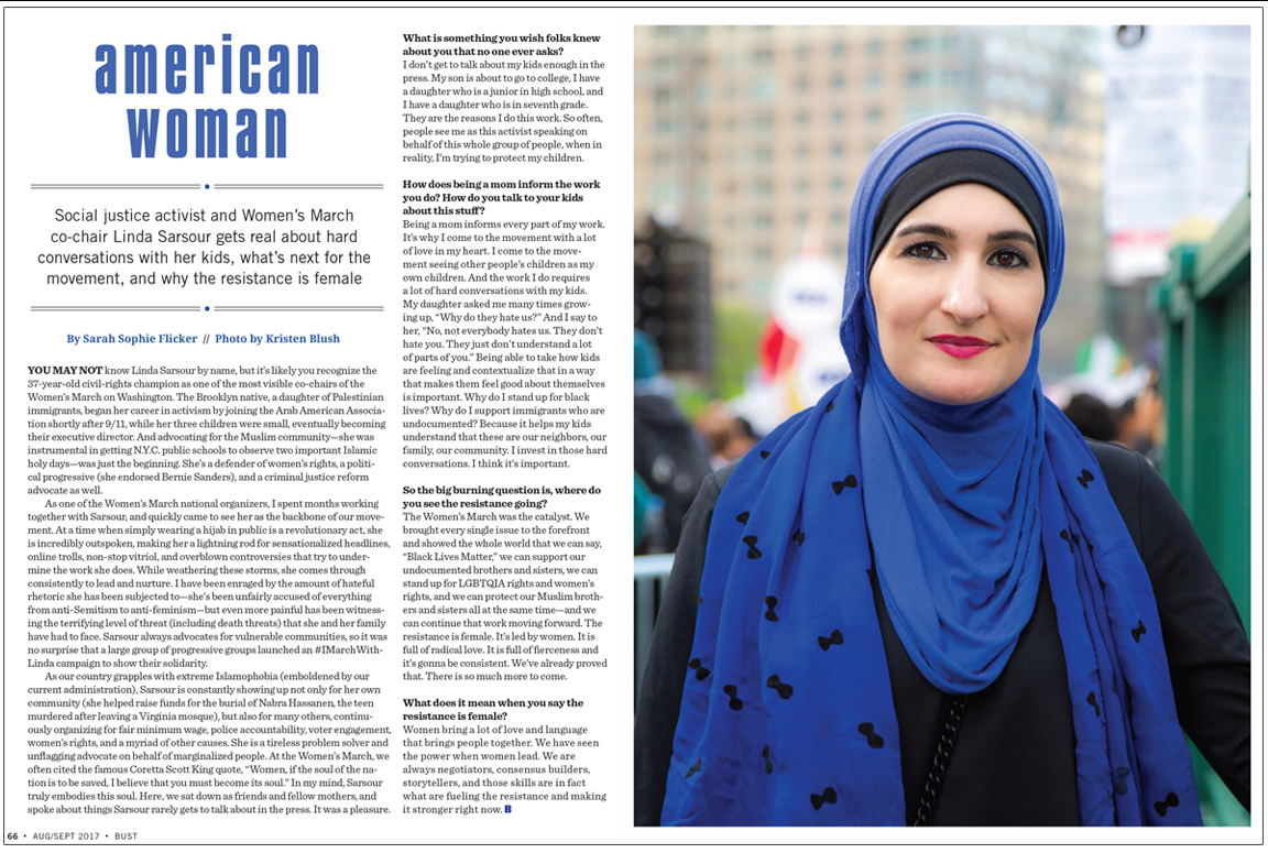  Activist Linda Sarsour featured in BUST Magazine, New York, NY 2018 