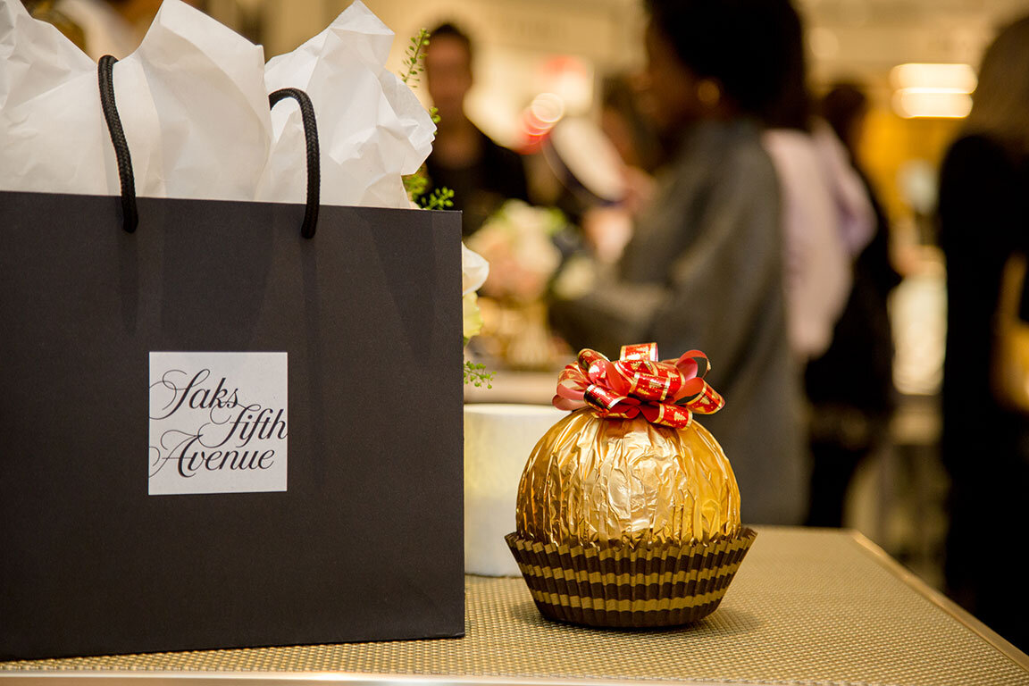  Ferrero Rocher partners with Saks Fifth Avenue and Influencer, Chefanie, for a Master Class in Ferrero Rocher holiday centerpieces, publishing the event to their social media platforms, New York, NY 