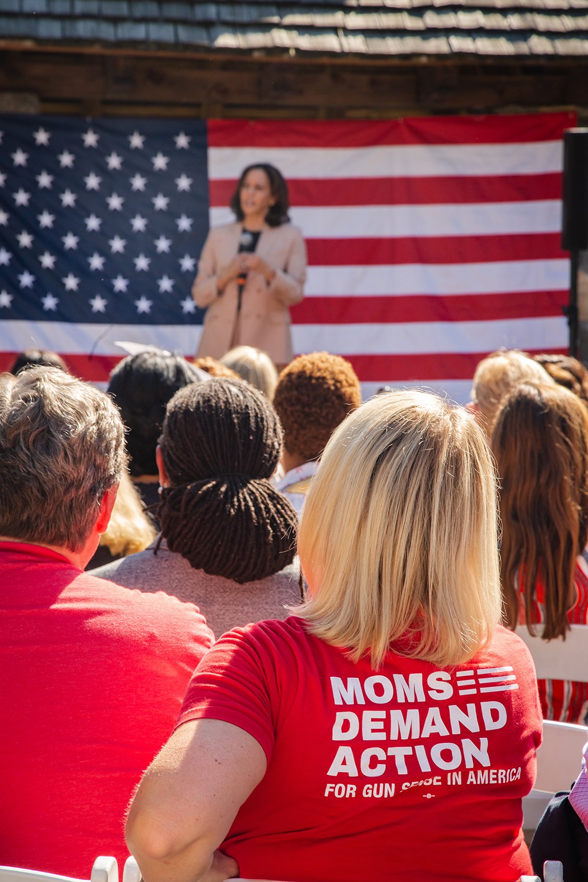  ‘Moms Demand Action’ attends a campaign event for U.S. Senator Kamala Harris, 2019, New Haven, Connecticut 