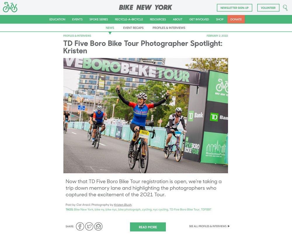  TD Five Boro Bike Tour Photographer Spotlight: Kristen Blush 