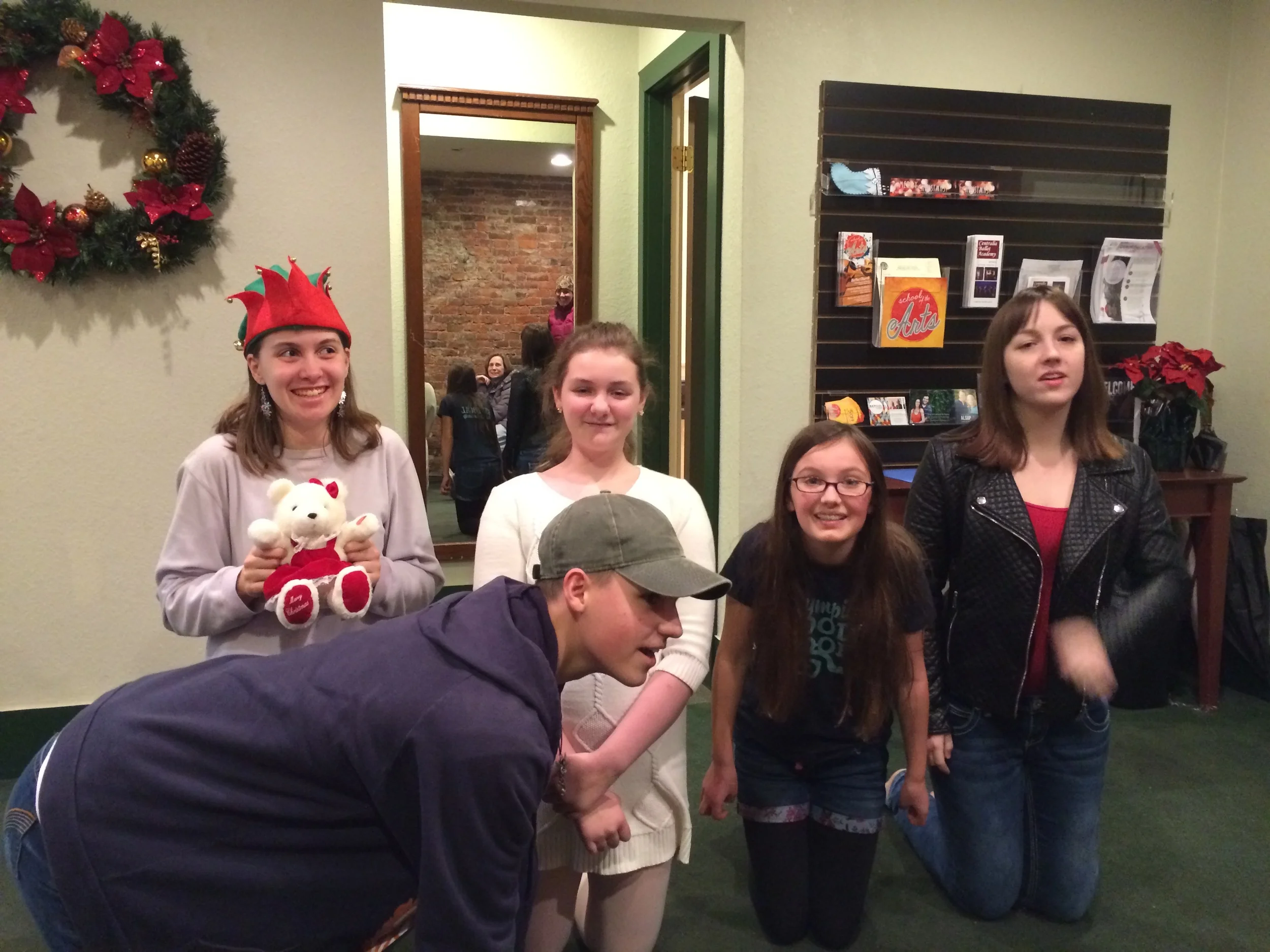Some Acting students share their Christmas machine...toy assembly line.