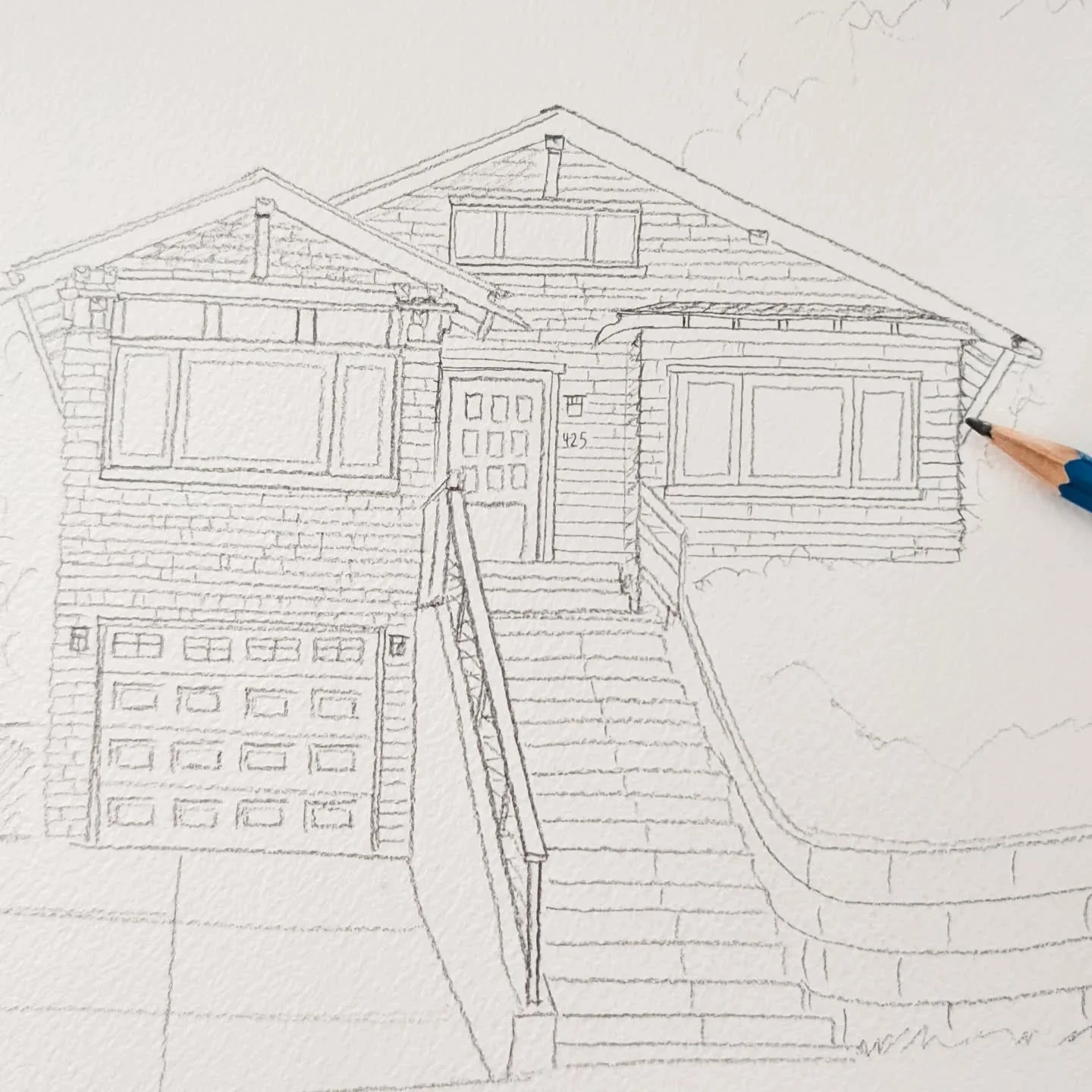 custom watercolor commission from start ➡️ finish : always an honor to illustrate + paint the places people call home
.
#watercolor #customillustration #jkdesigncal