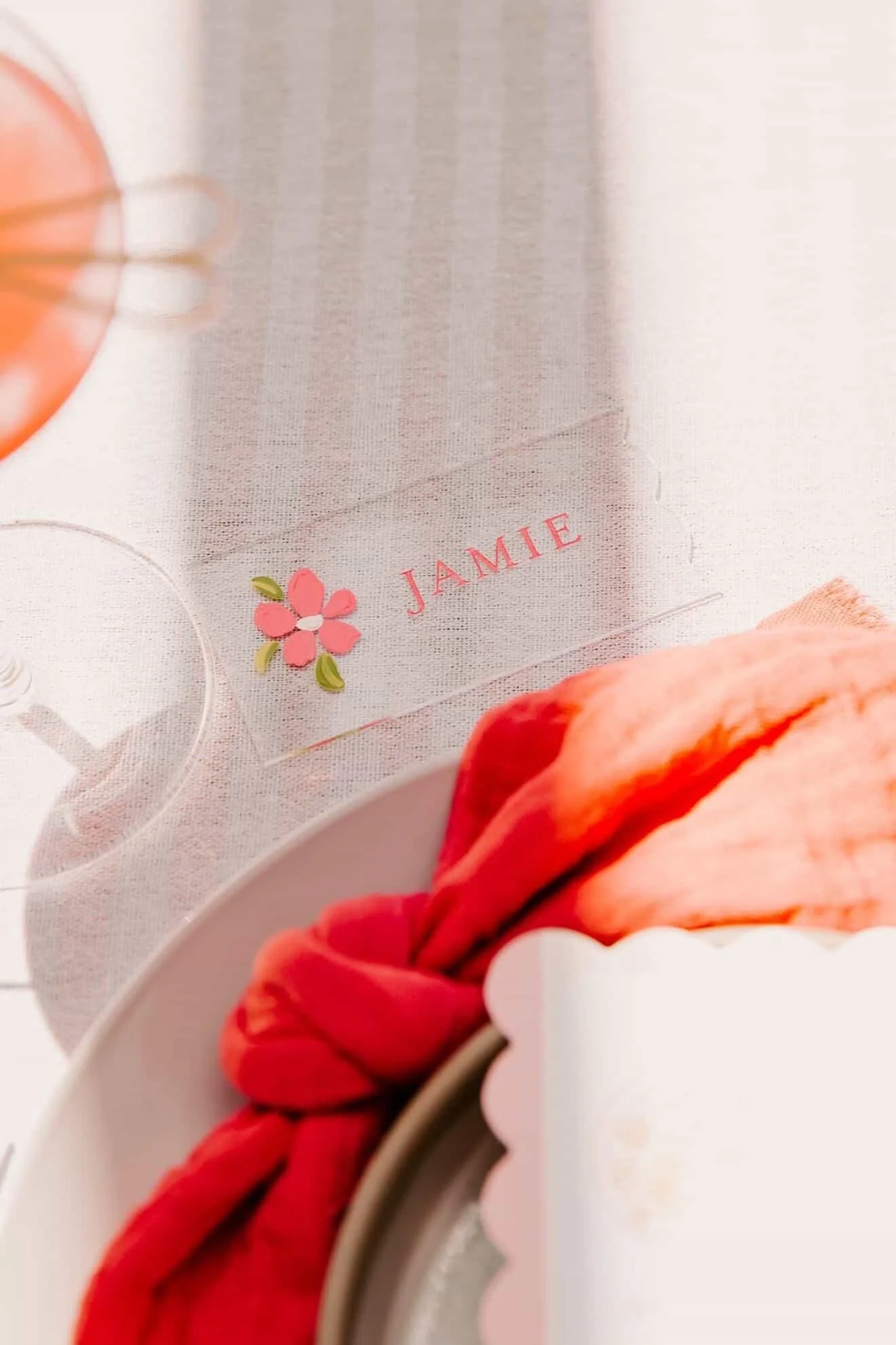 acrylic place cards with hand painted florals