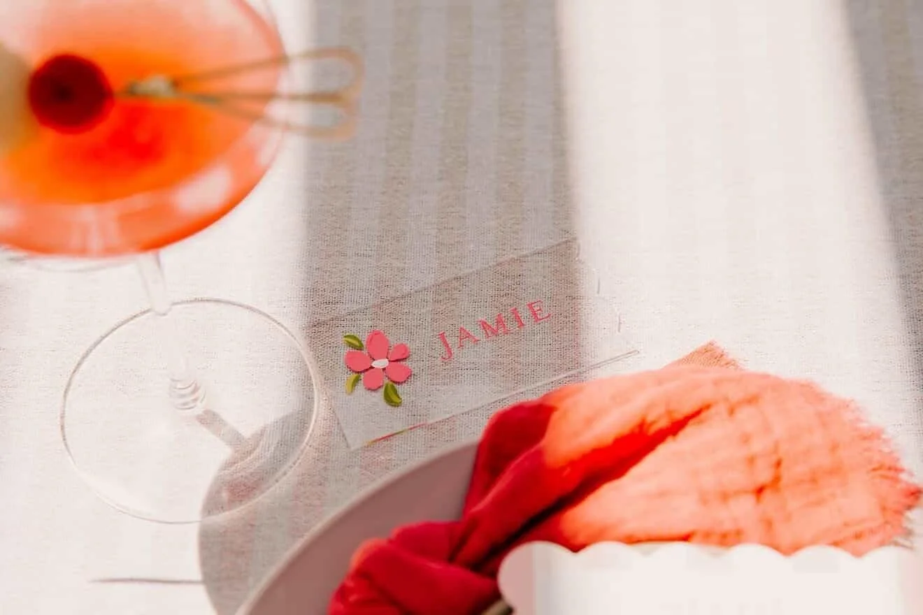 acrylic place cards with hand painted florals
