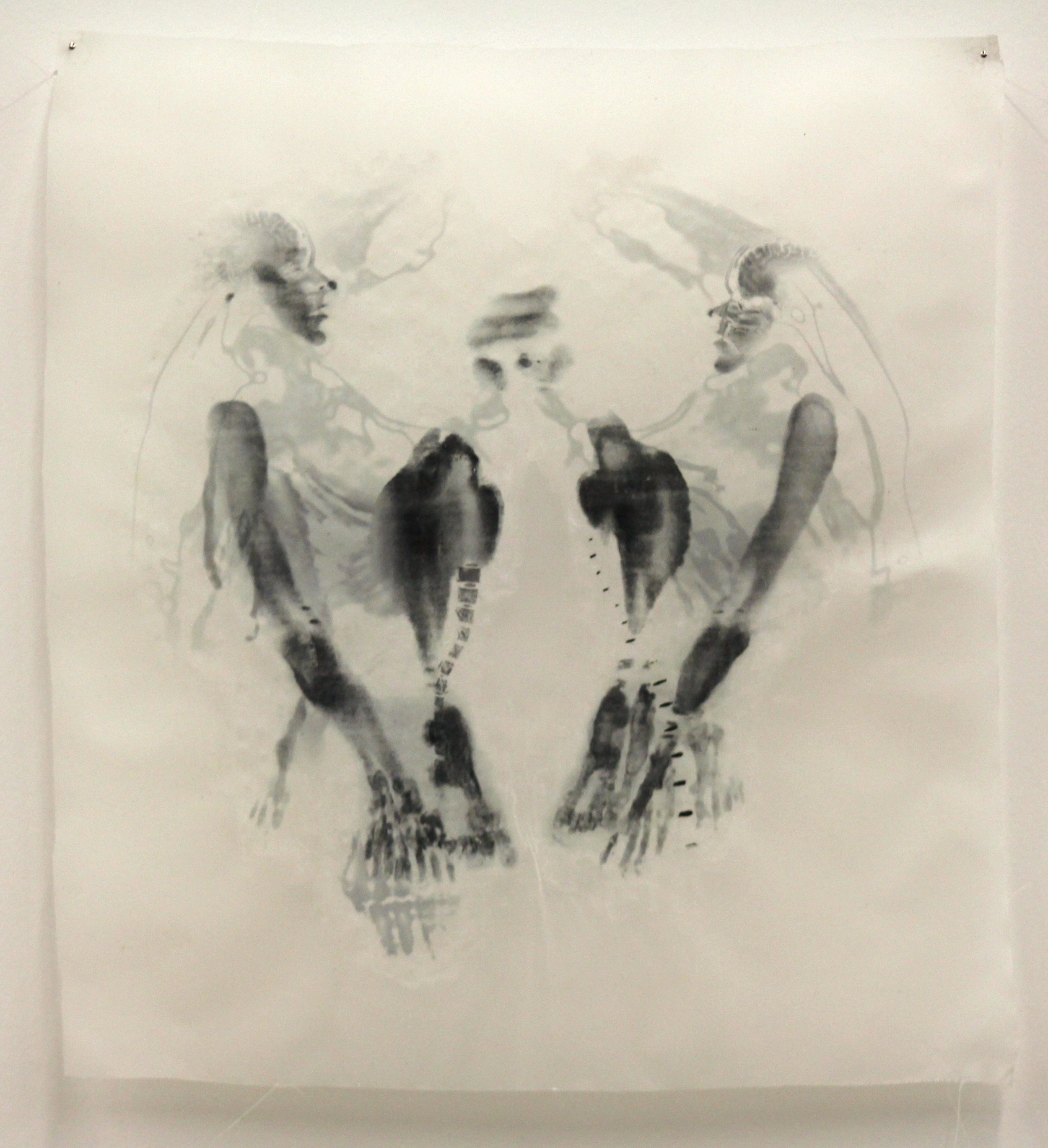  "Dualism VI," Toner transfer on waxed silk, 11" x 10," 2015 