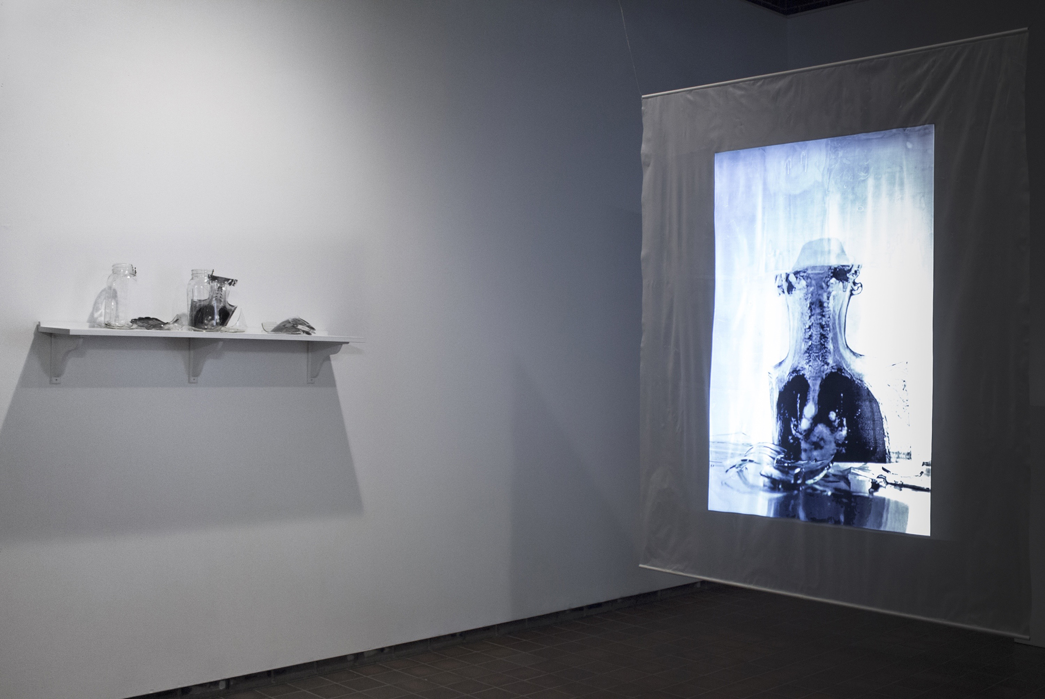  "Relapse/Remission," Stop motion projection (7:30), glass, ice, and film, 2015 