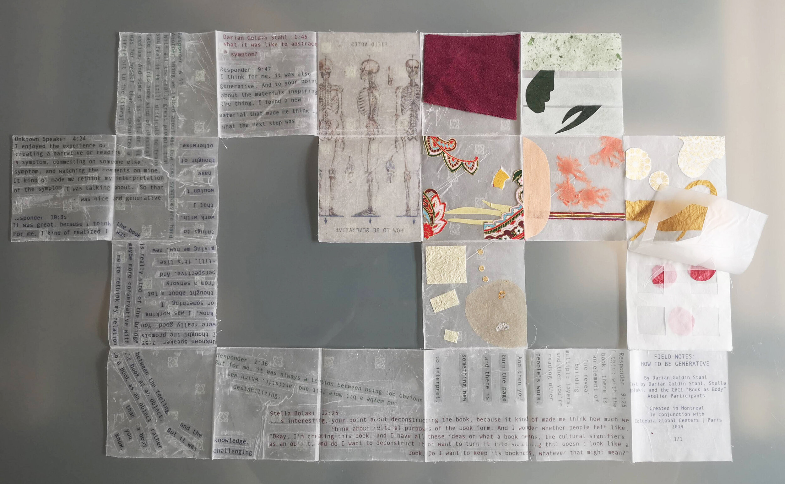  “Field Notes: How to be Generative,” Silk, beeswax, multi-media, 3”x 3” to 12” x 18,” 2019.  