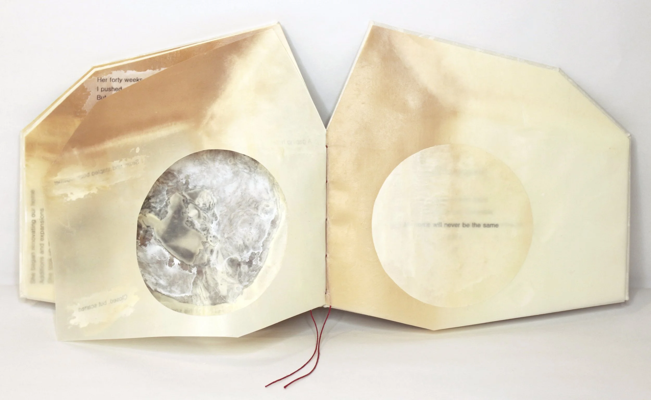   Bad Roommate , Encaustic transfer and microbial cellulose, 6” x 7,” 2026.   