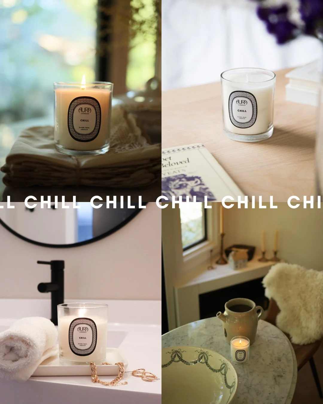 Scent Saturday: CHILL ☁️⁠
⁠
LAVENDER | THYME | CEDARWOOD⁠
⁠Unwind &amp; recharge with this calm &amp; peaceful scent.⁠
⁠
Shop the link in our bio!