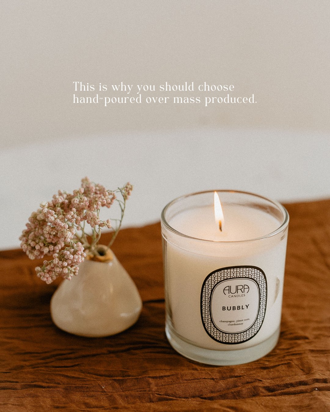 More thoughtful ingredients &mdash; our small batches mean fewer shortcuts and more intention behind what goes into your home.⁠
⁠
Better burn, better balance &mdash; each candle is poured, cured, and finished by hand, so quality isn&rsquo;t rushed. Y