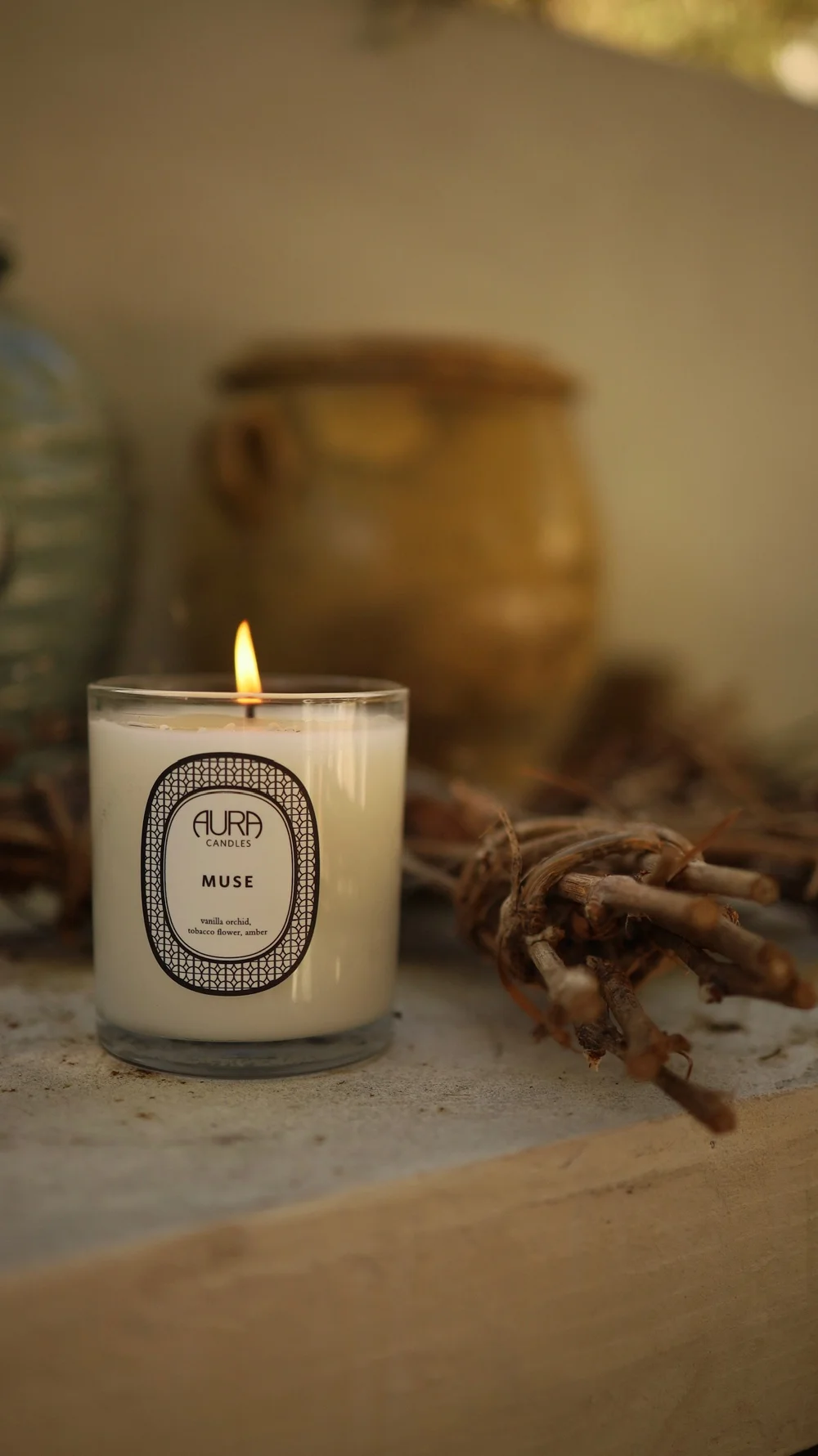 tobacco flower and amber candle Affordable Luxury: Aura Candles 8.5 oz | Coconut Wax Blend