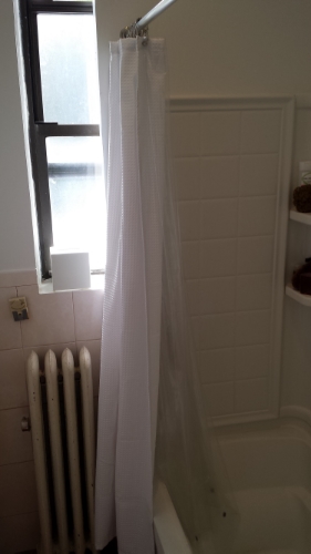 2 out of 3: Always use a liner. put the liner on the inside and the curtain on the outside. pull the curtain closed after showering.