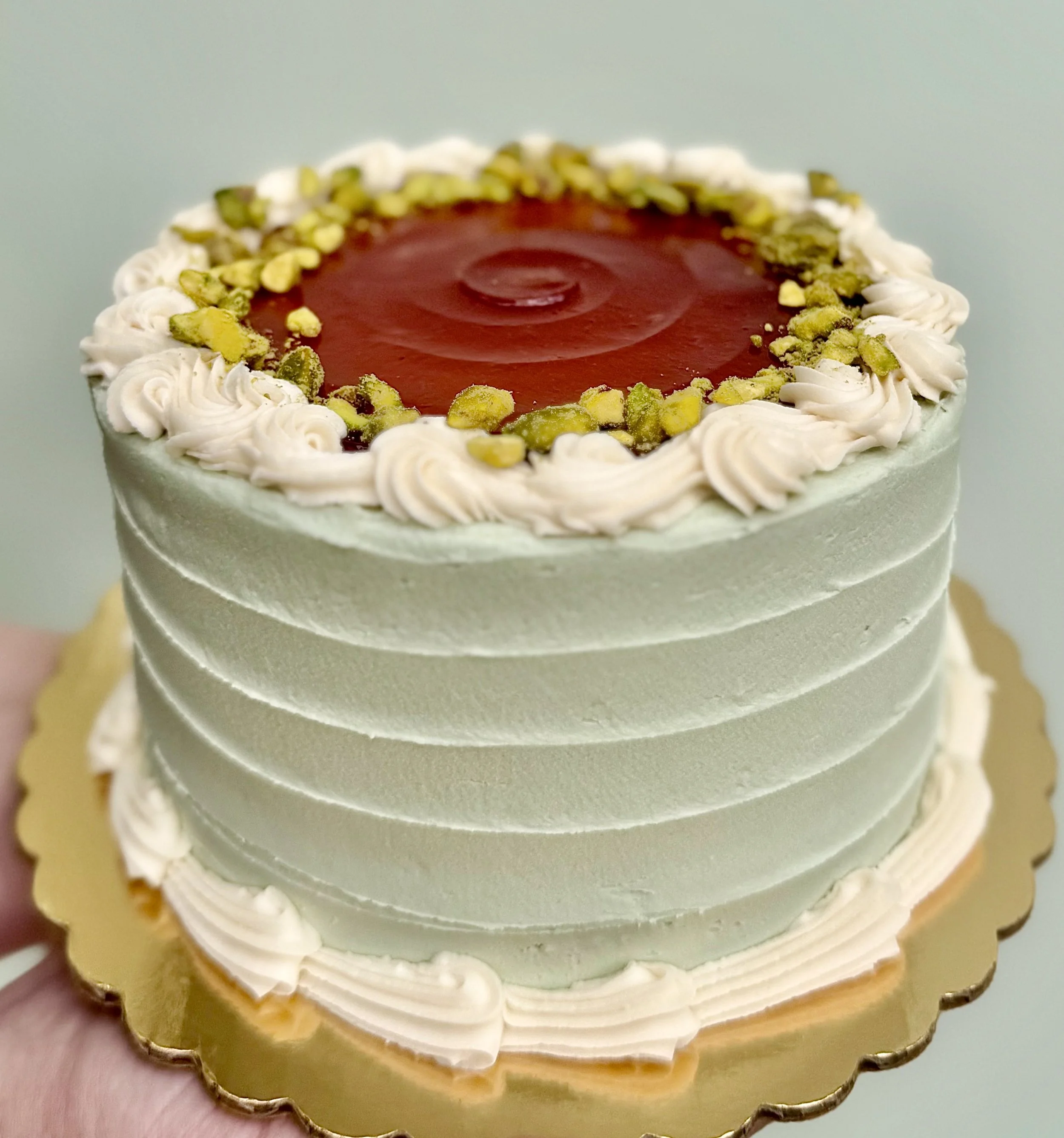 Pistachio raspberry cake