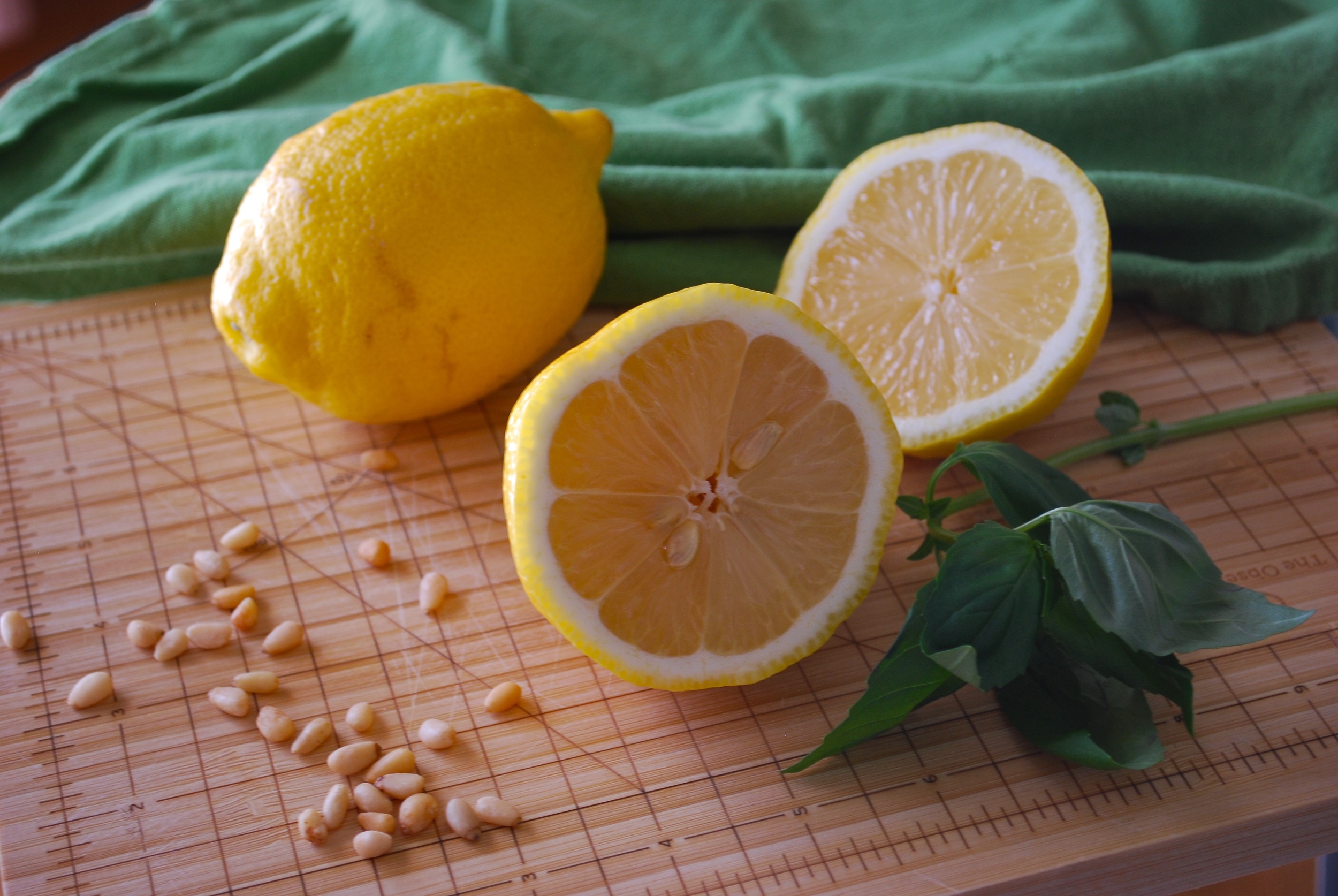 Lemon Basil Butter Cookies with Toasted Pine Nuts