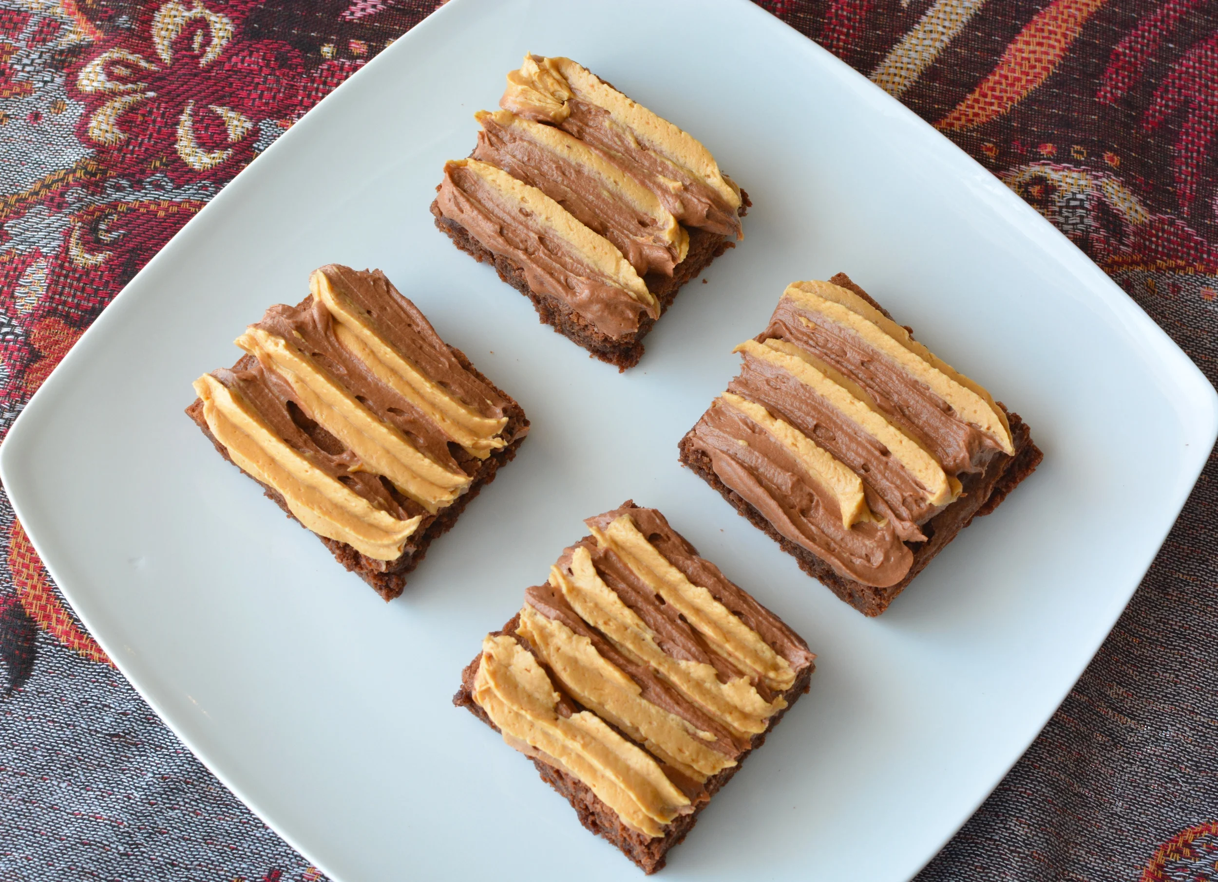 Brownies with Nutella & Peanut Butter Swirl Frosting