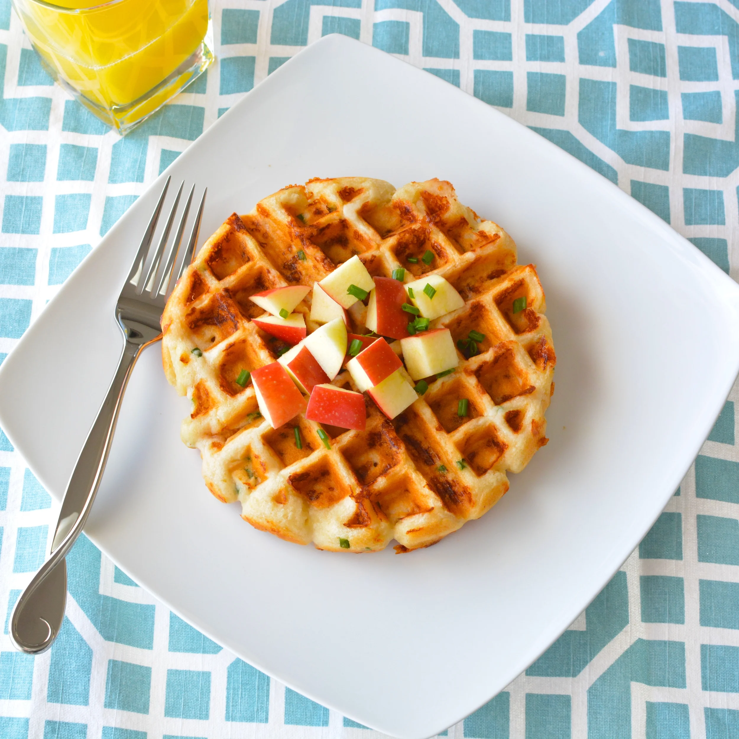 Cheddar Waffles with Maple Apple Butter Syrup
