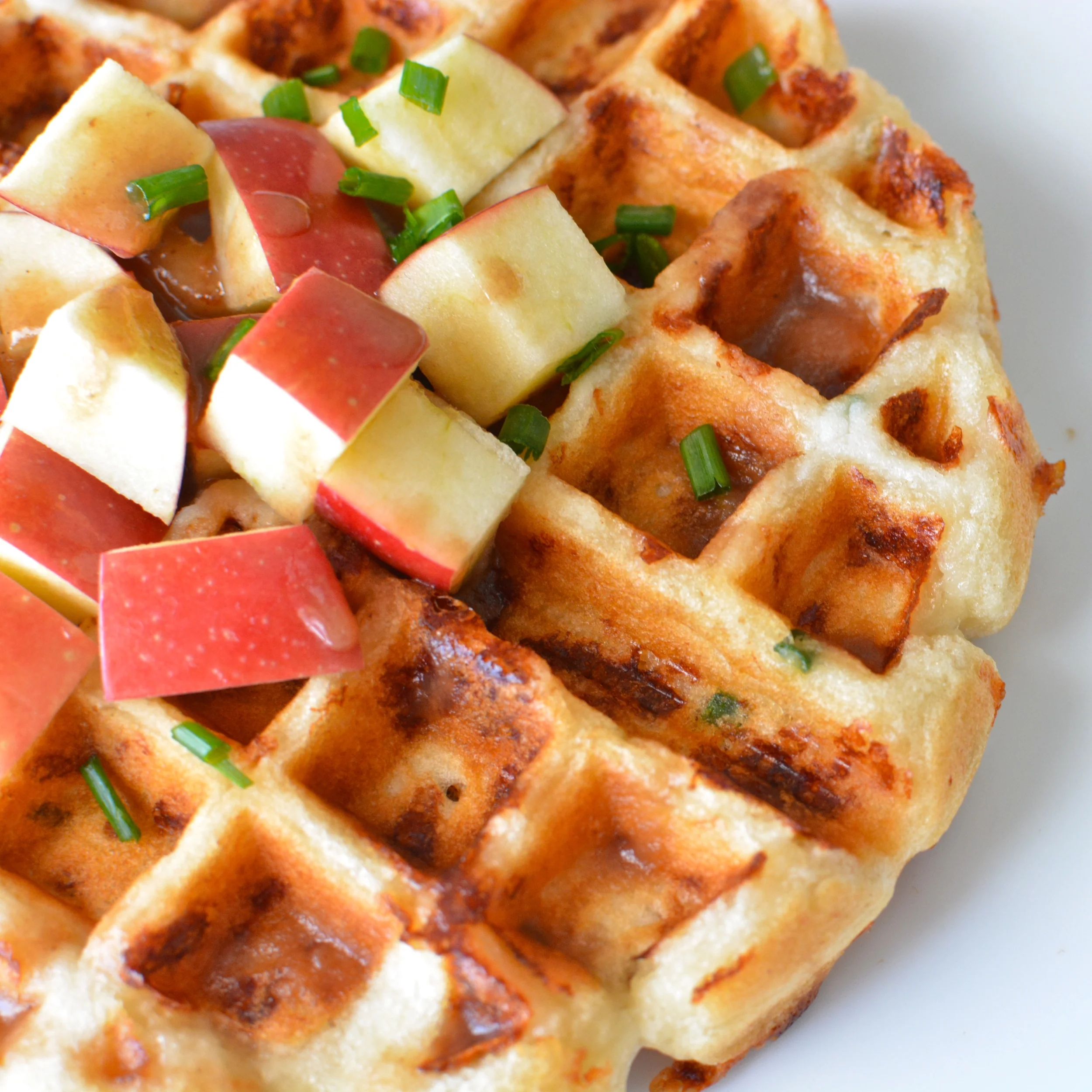 Cheddar Waffles with Maple Apple Butter Syrup