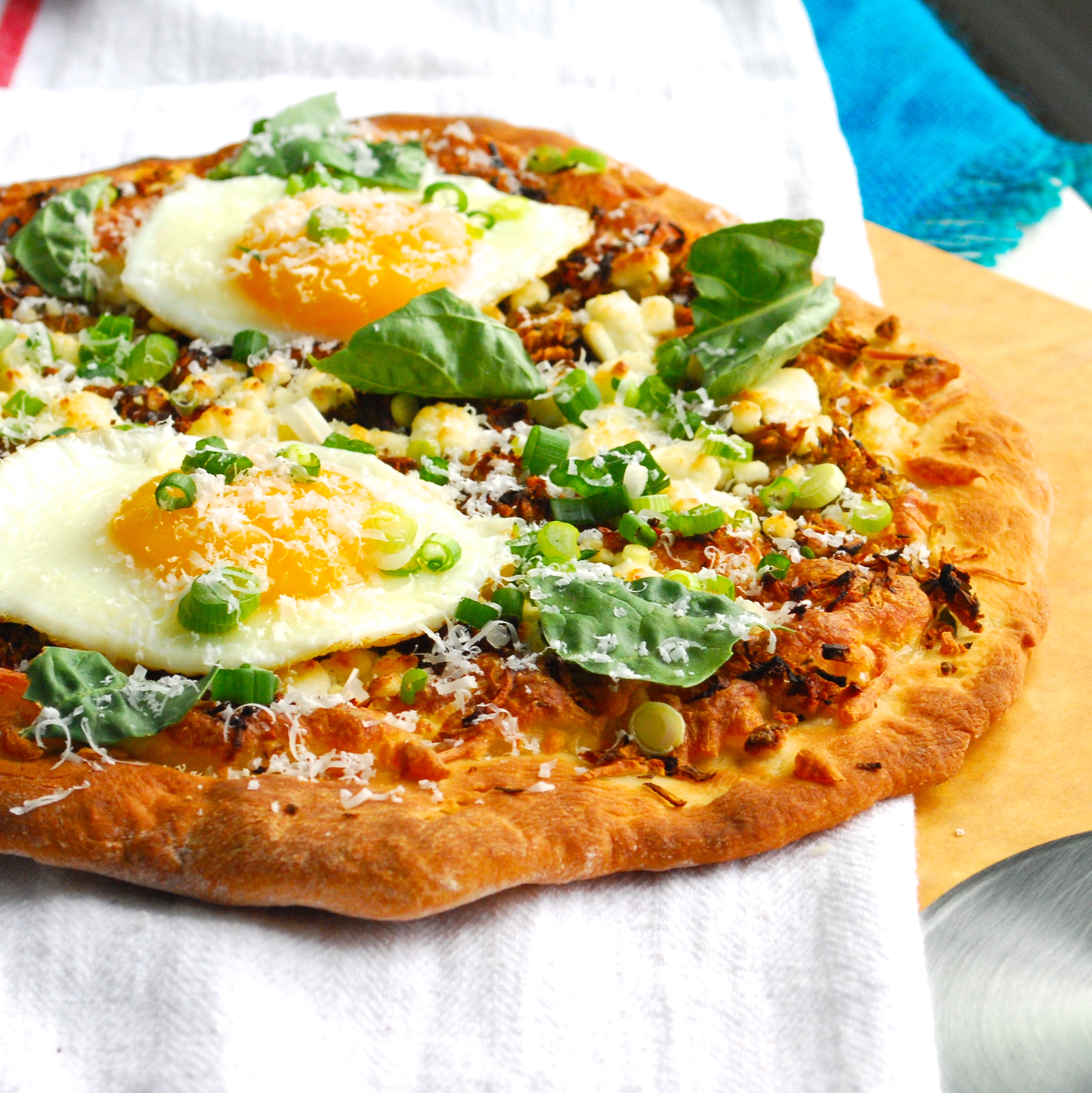 Crispy Shredded Sunchoke Pizza with Goat Cheese and Fried Eggs