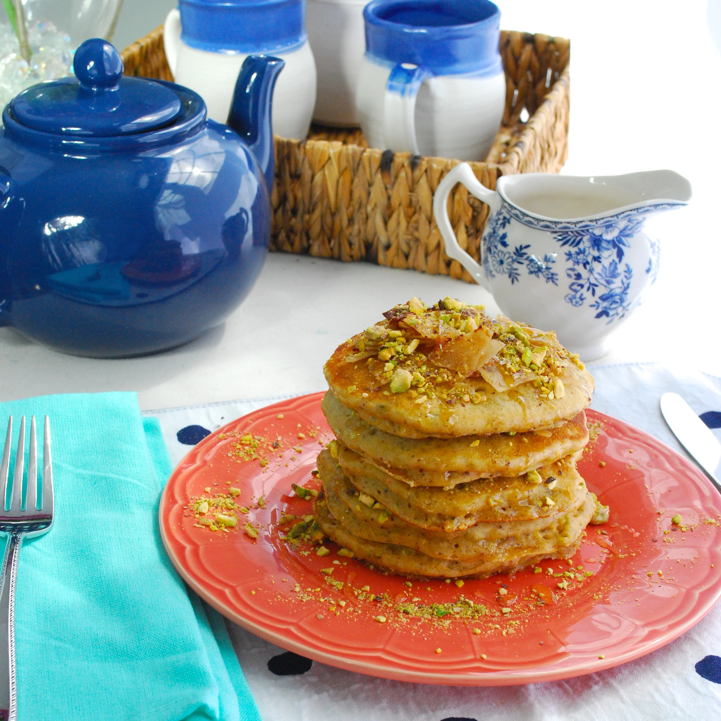Honey Pistachio Pancakes