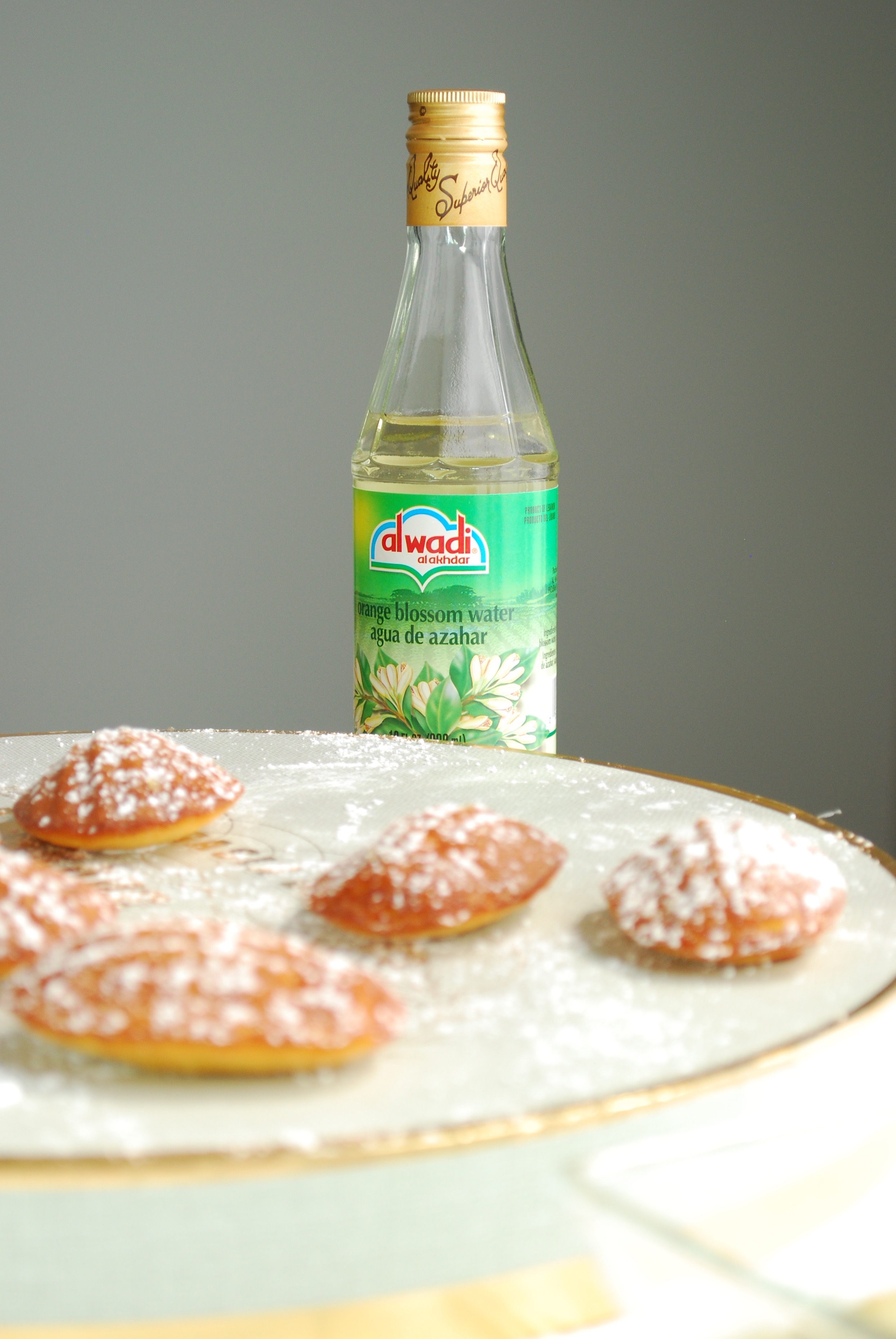 Orange Blossom Water Madeleines with Honey Pistachio Dipping Sauce