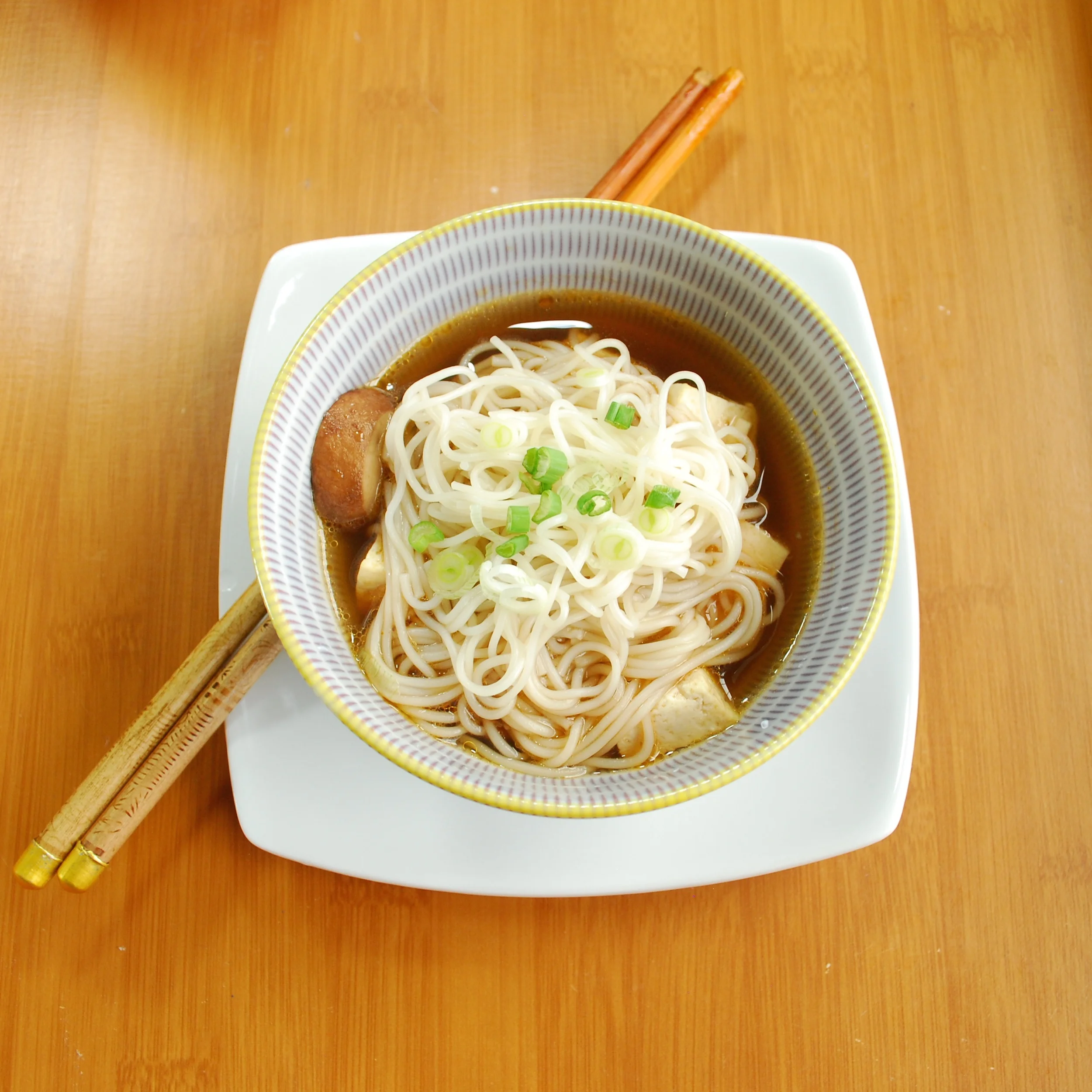 Soba Noodles and Tofu in Green Tea Ginger Broth