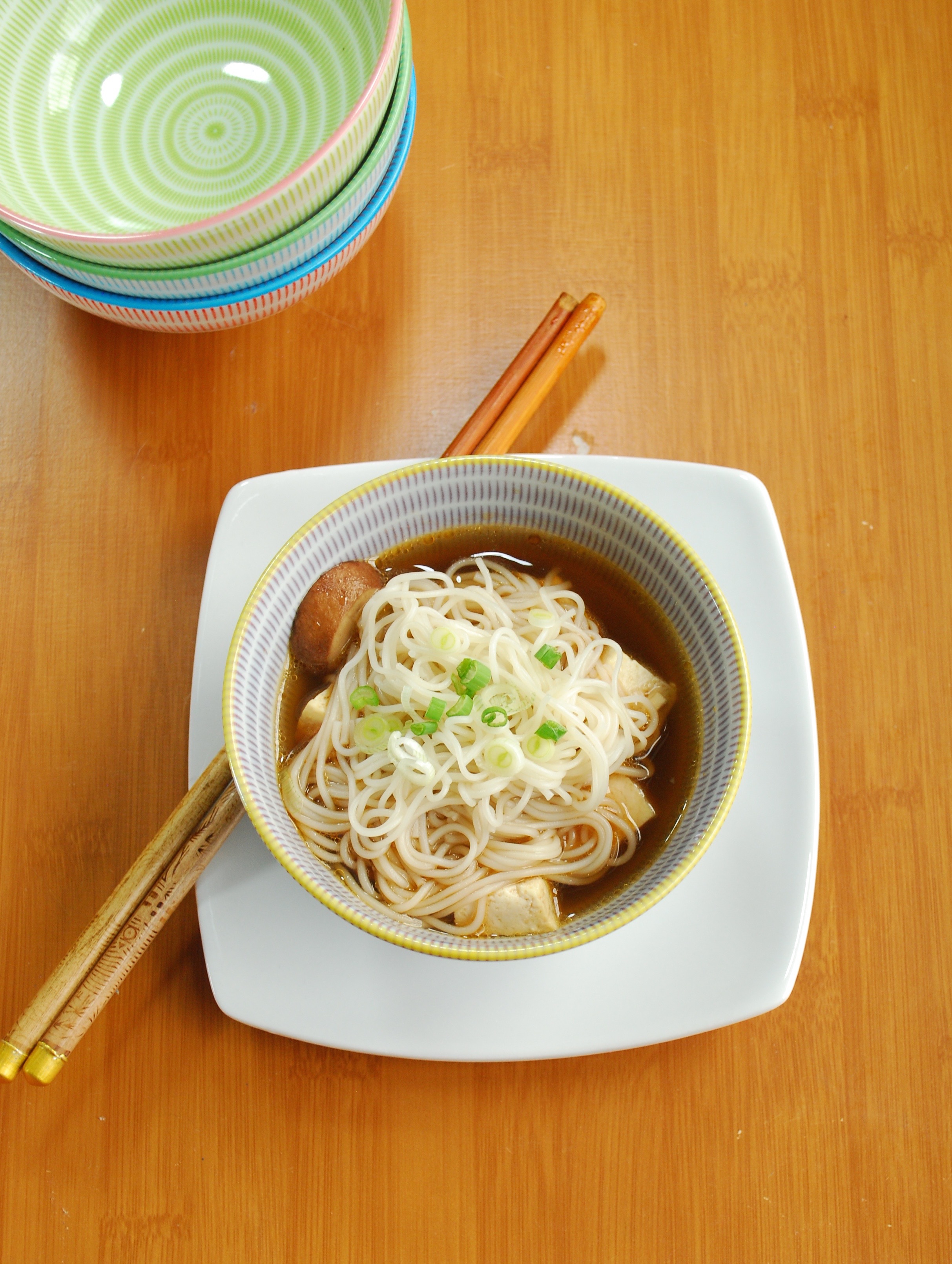 Soba Noodles and Tofu in Green Tea Ginger Broth
