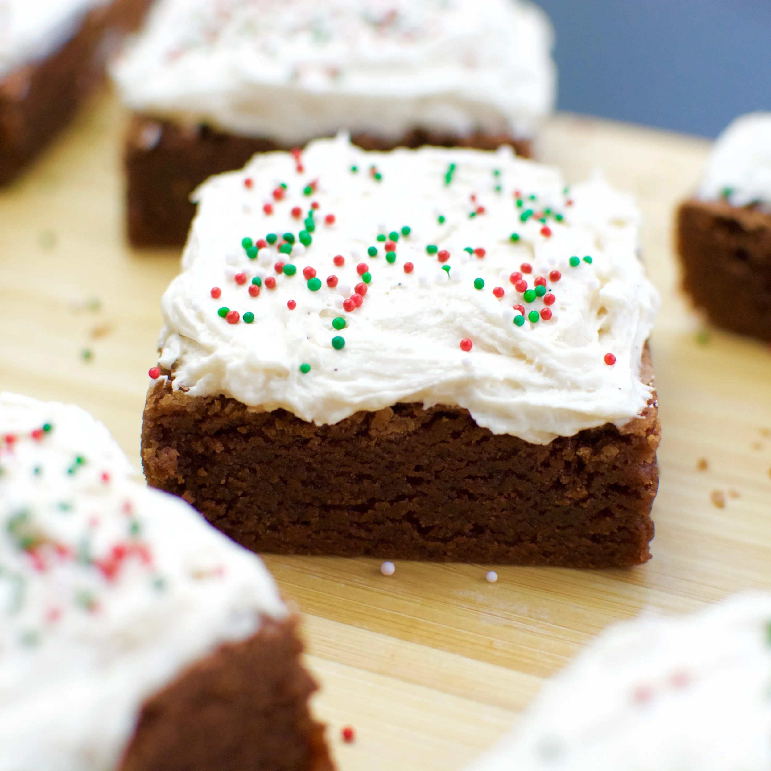 Milk Chocolate Cardamom Brownies with Vanilla Bean Frosting