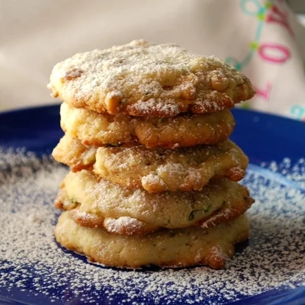 Lemon Basil Butter Cookies with Toasted Pine Nuts