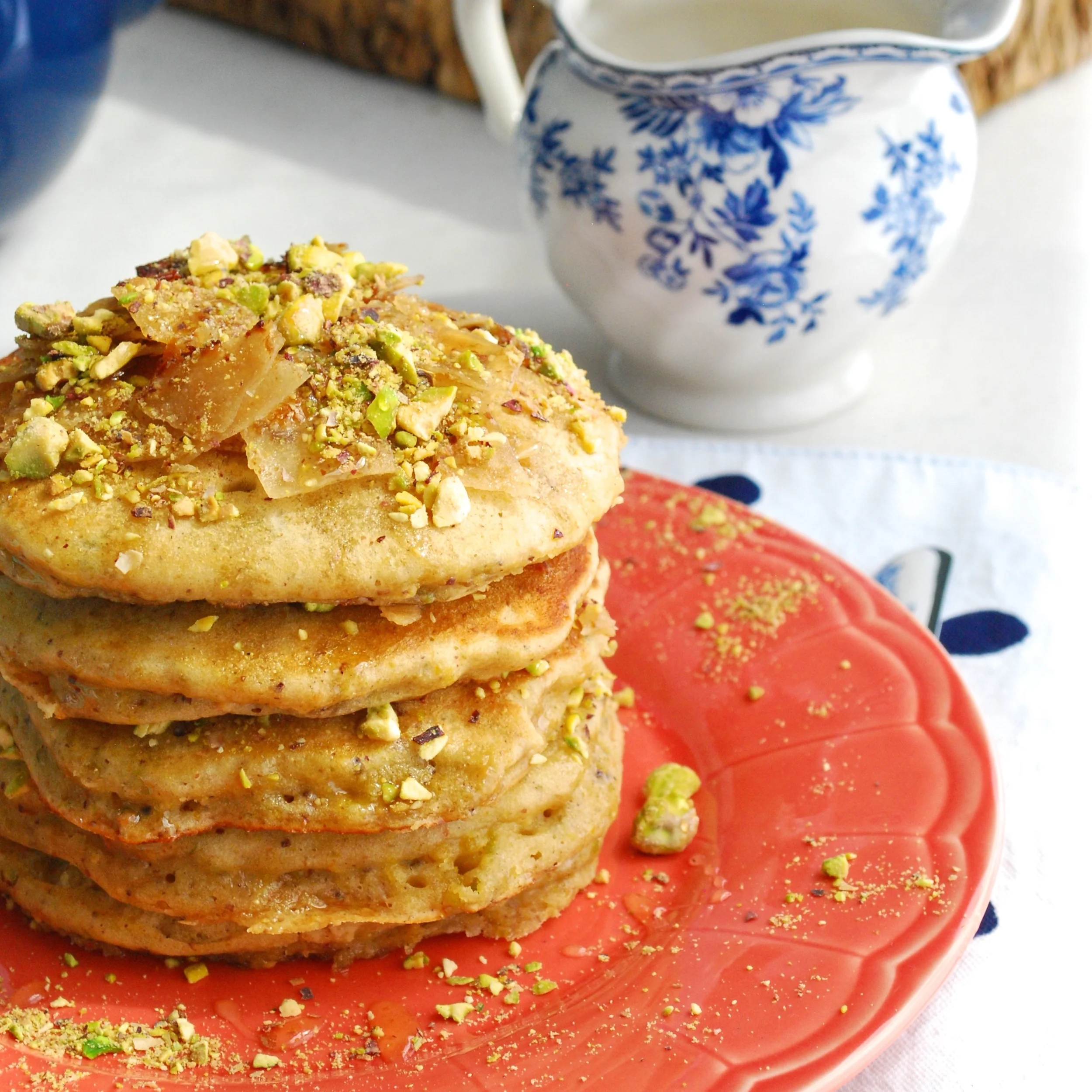 Honey Pistachio Pancakes