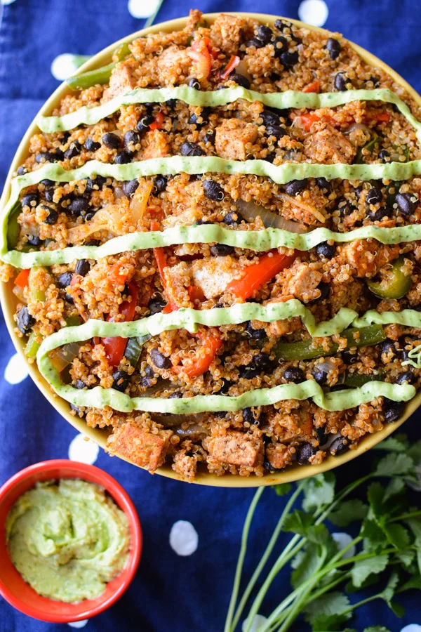 Black Bean Fajita Bowls with Avocado Sauce