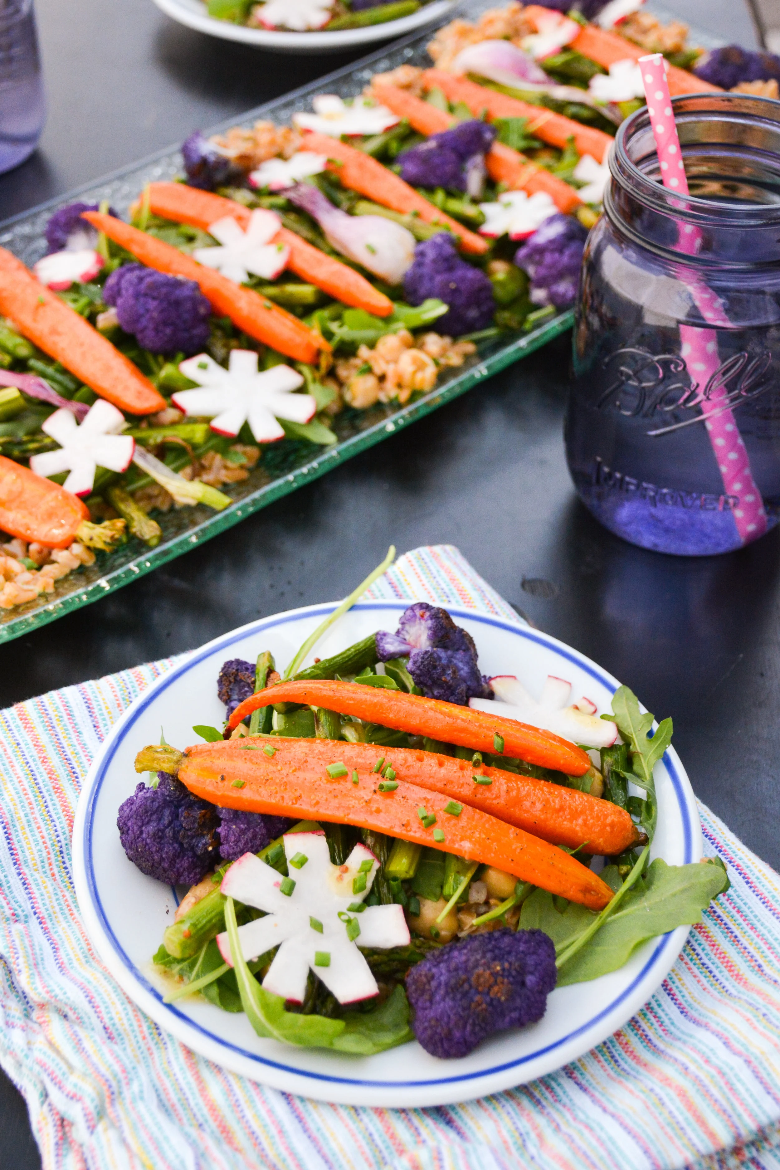 Spring Vegetables over Herbed Farro