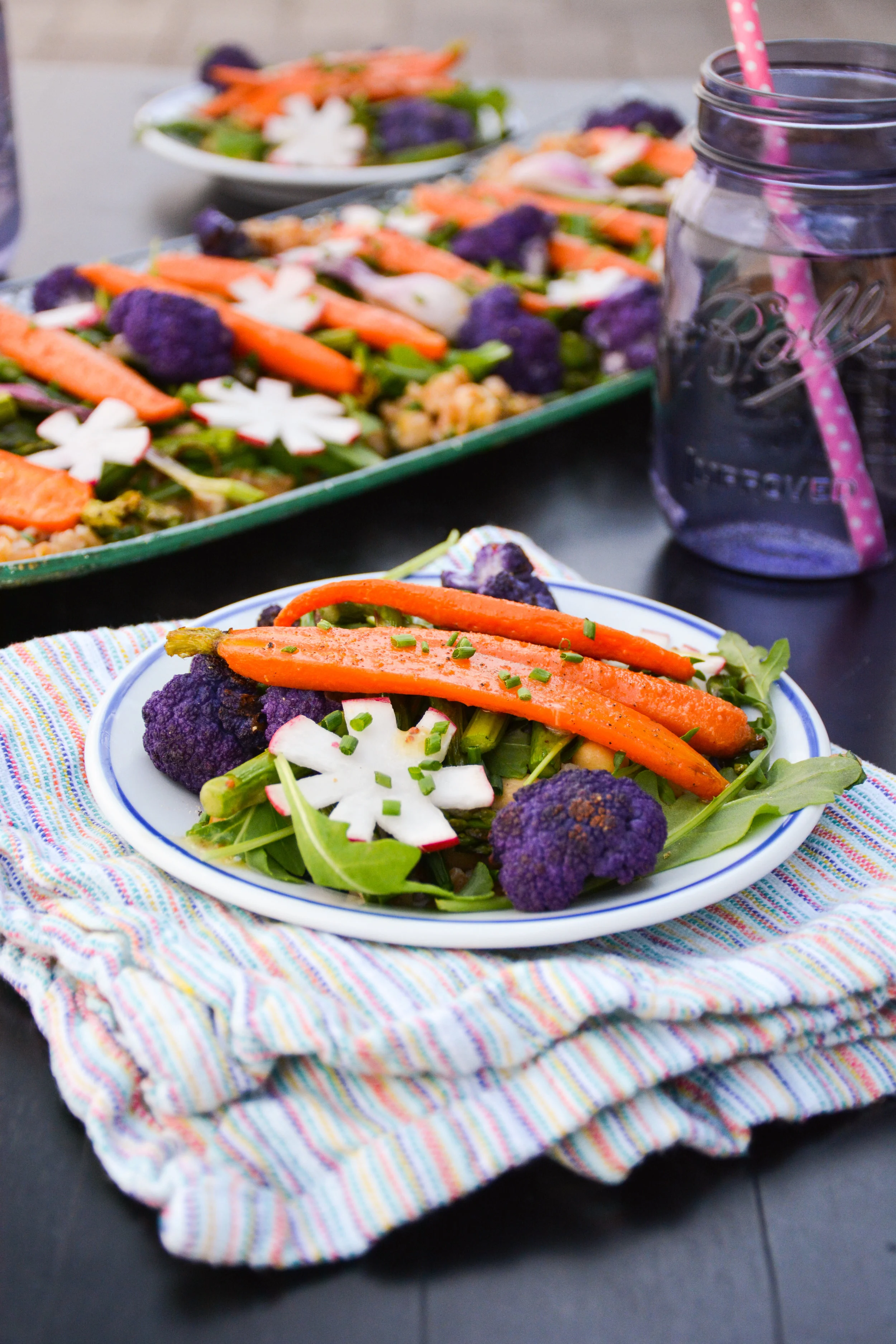 Spring Vegetables over Herbed Farro