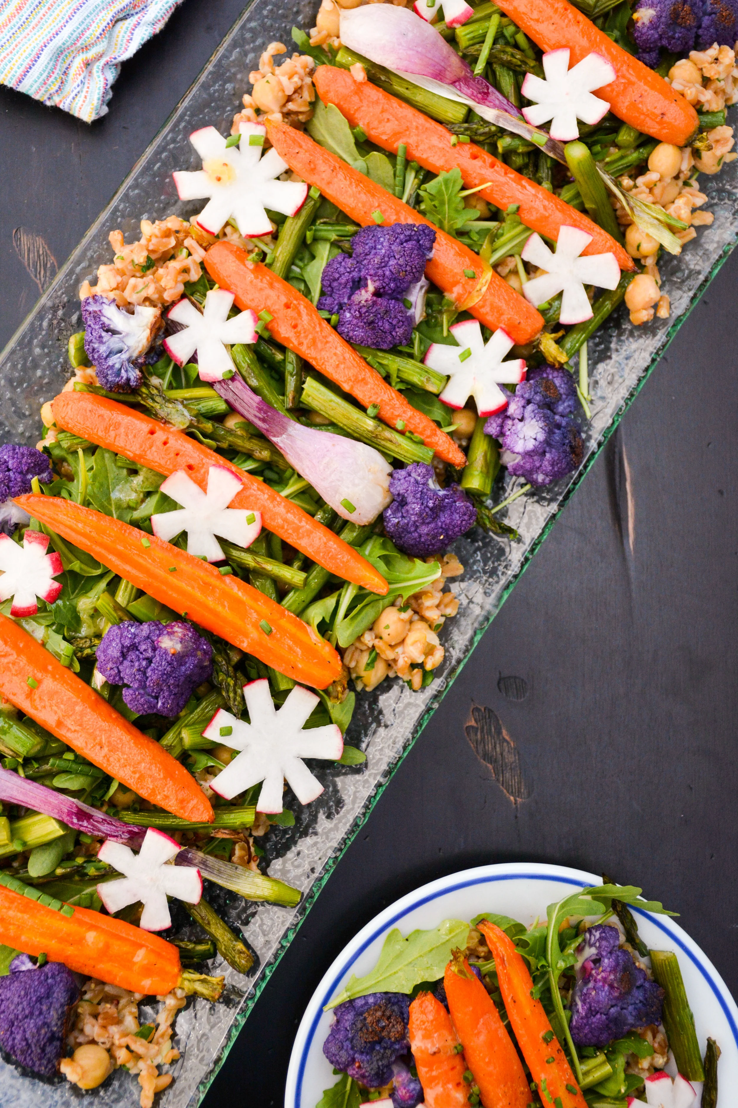 Spring Vegetables over Herbed Farro