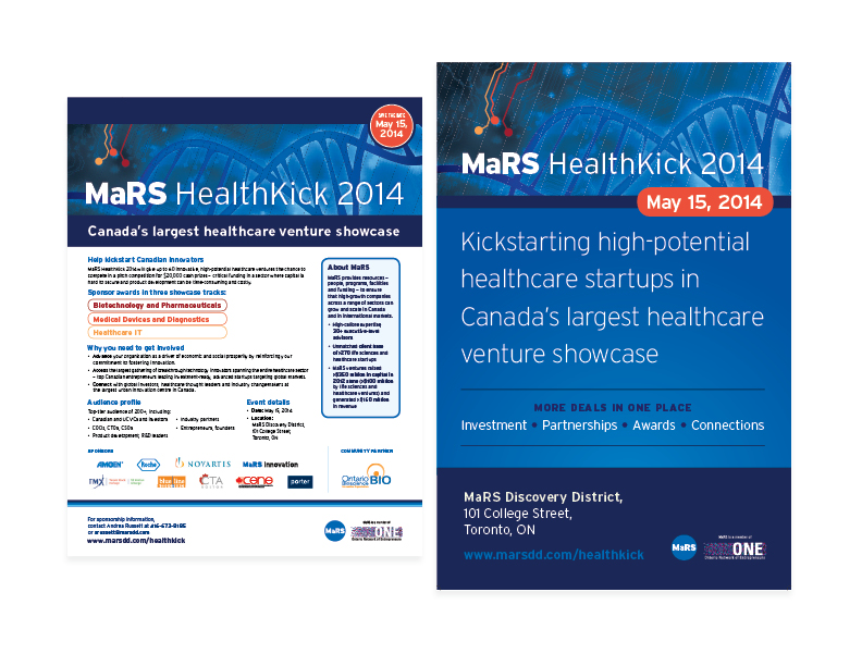   MaRS Healthkick promo assets  8.5x11" flyer + 24x36" poster — design/graphics/layout 