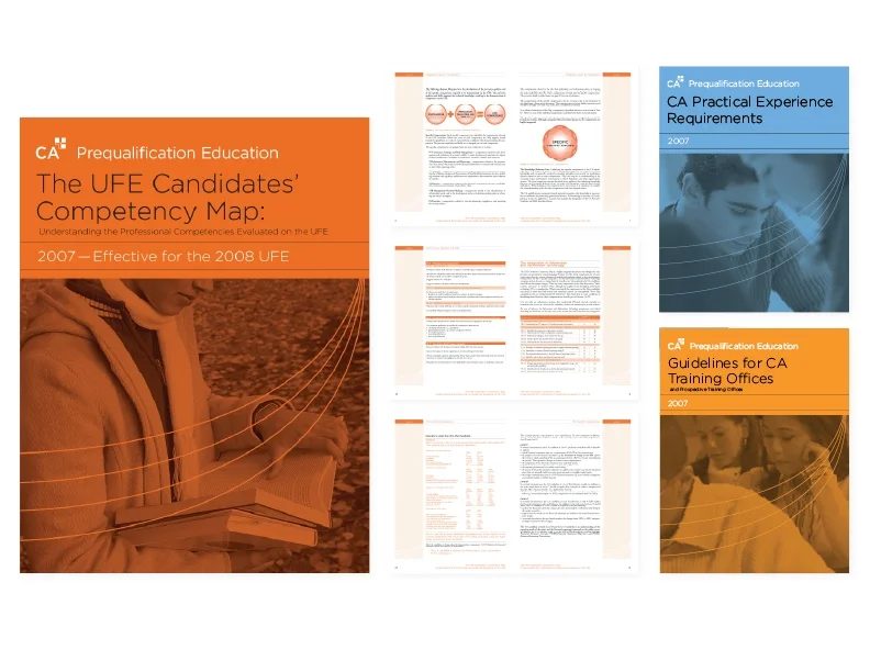   UFE Competency Map (and supplemental educational documents)  Suite of soft-cover student study —&nbsp;design/layout/graphics [covers for suite of 3 books and select interior spreads] 