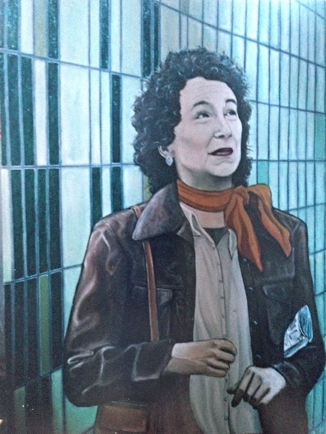 Margaret Atwood at St. Andrew Station 36x48", oil on canvas