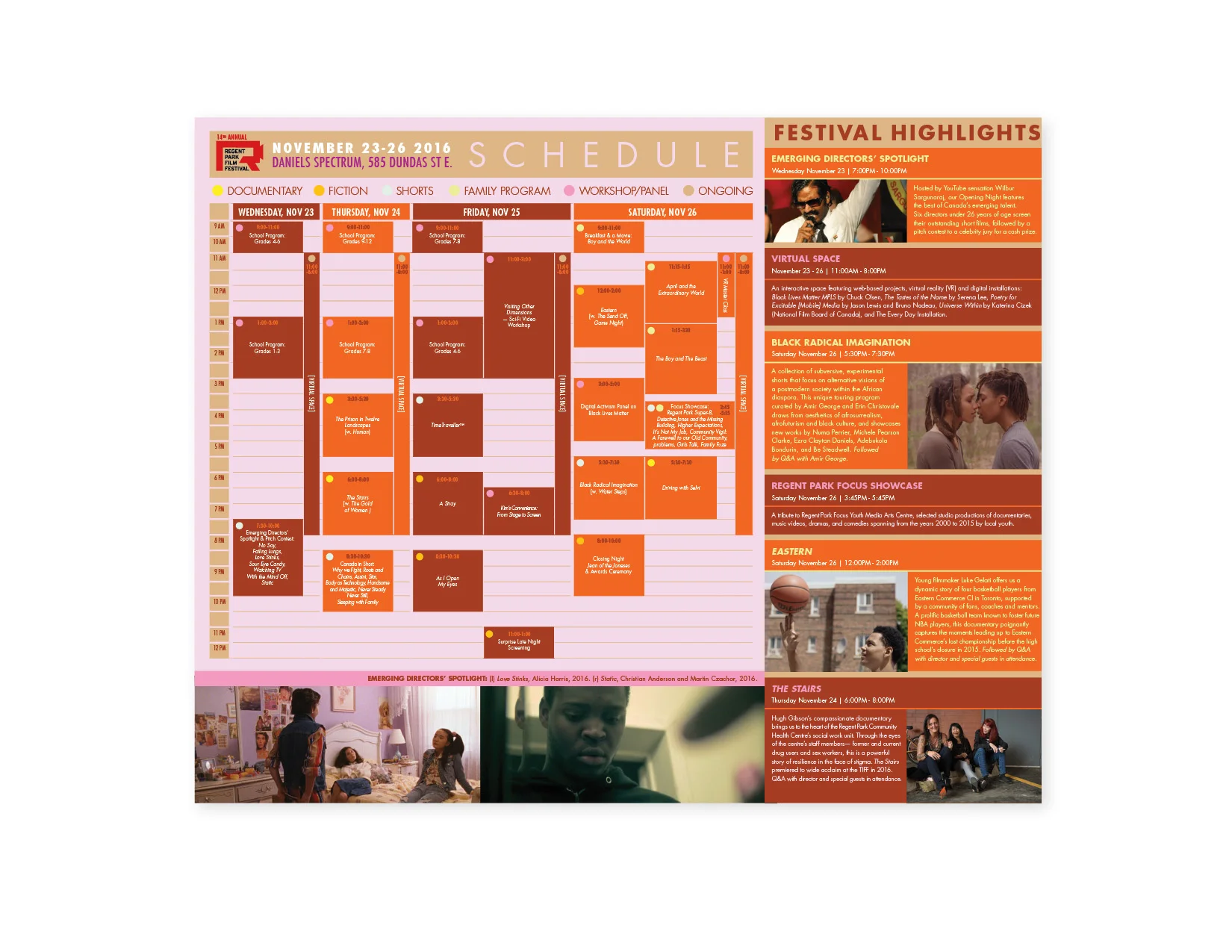 14th Annual regent Park Film Festival flyer (interior)