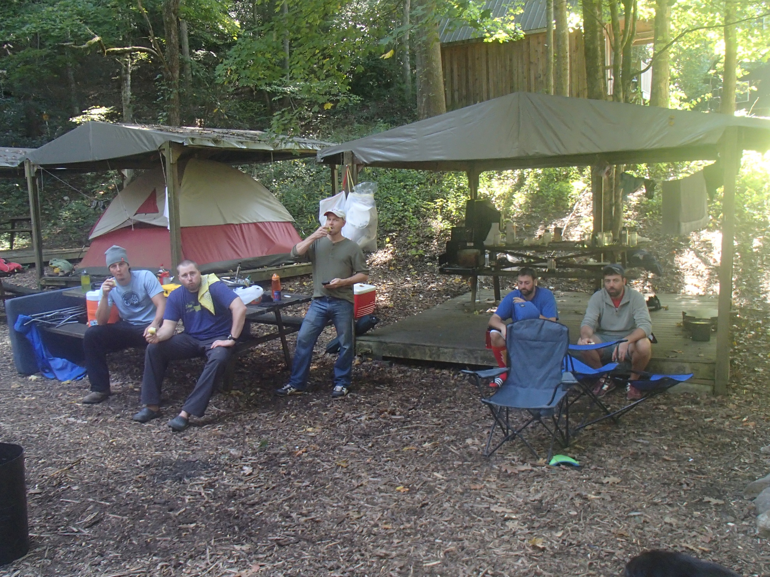 Taking a break at the tent platforms