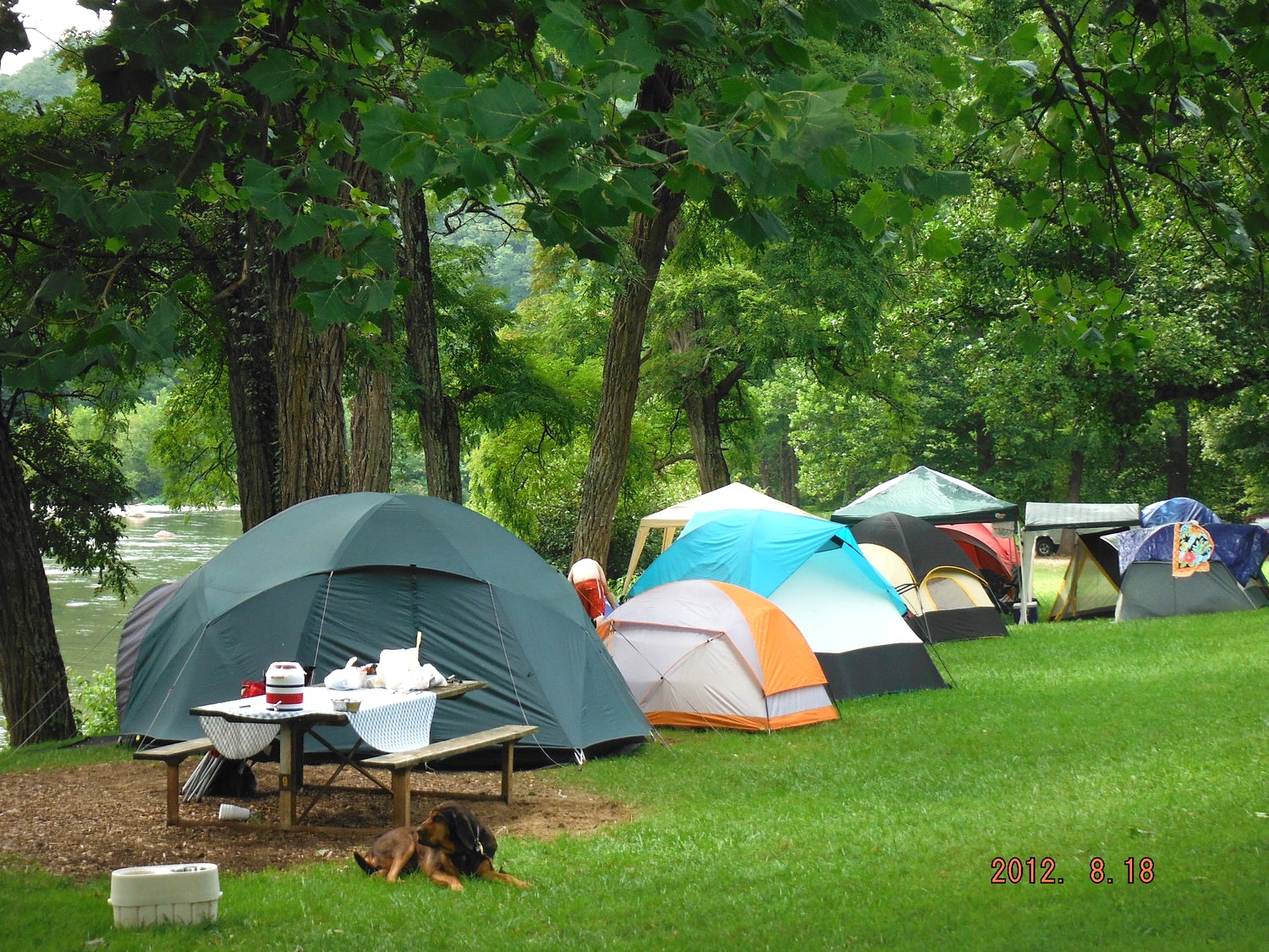 Camping along the riverbank