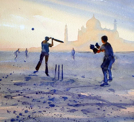 Beach Cricket near the Taj