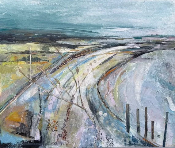 Track , mixed media on board, 27%22 x 23%22.jpeg