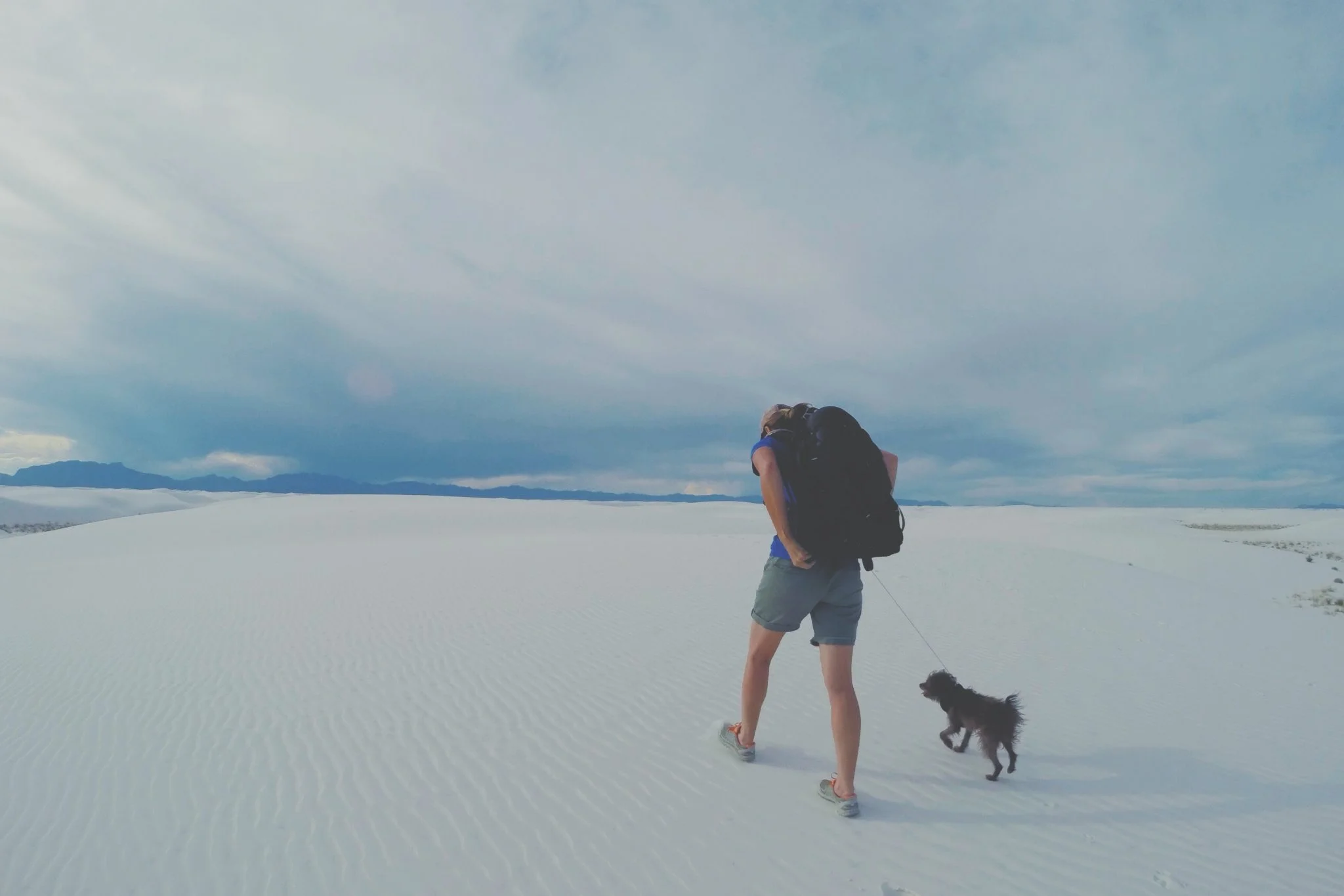 Hiking out to our spot at white sands National Monument