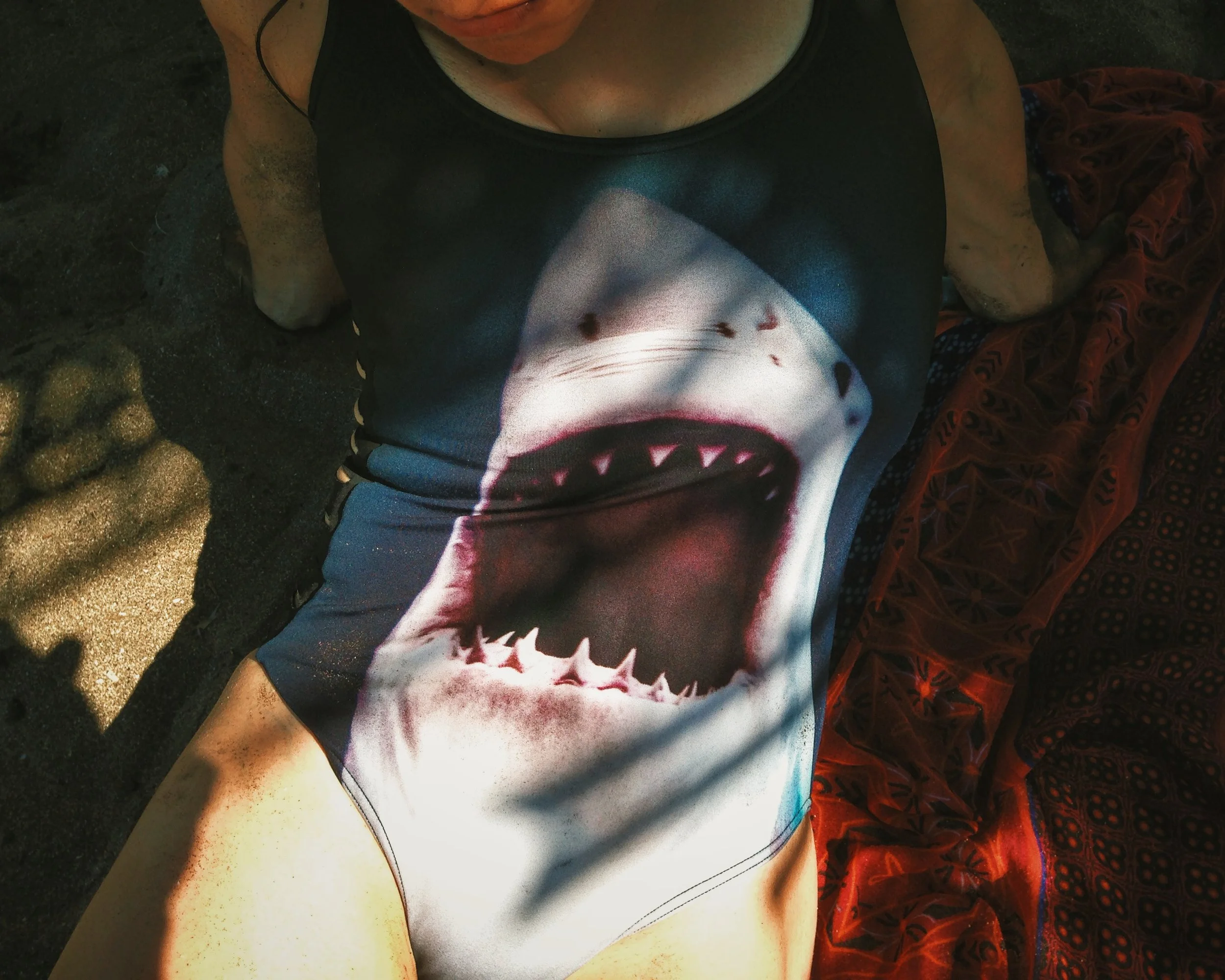 Shira and her shark swimsuit