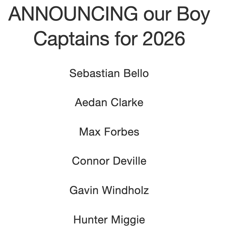 Announcing Boy Captains