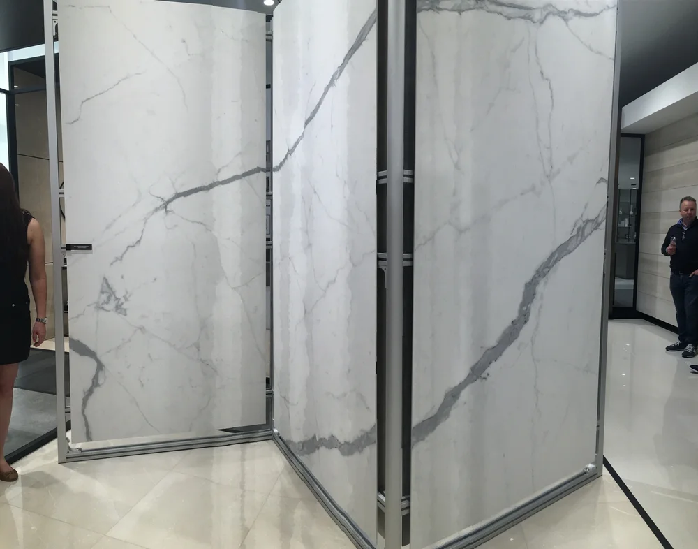 Look at those veins! Beautiful for flooring, wall or countertops- they can manipulate the vein so it continues through the product