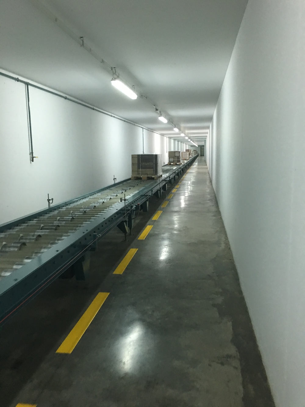 The tunnel leading the packaged tiles to the warehouse
